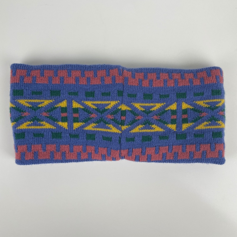 Urban Outfitters Geometric Knit Headband Ear Warmer Blue Pink Fair Isle 90s Boho